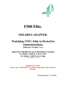 Product Manual - F500 Elite DeviceNet for Watchdog