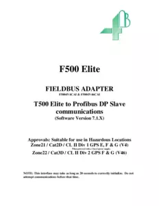 Product Manual - F500 Elite Profibus for T500