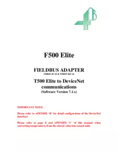 Product Manual - F500 Elite DeviceNet for T500